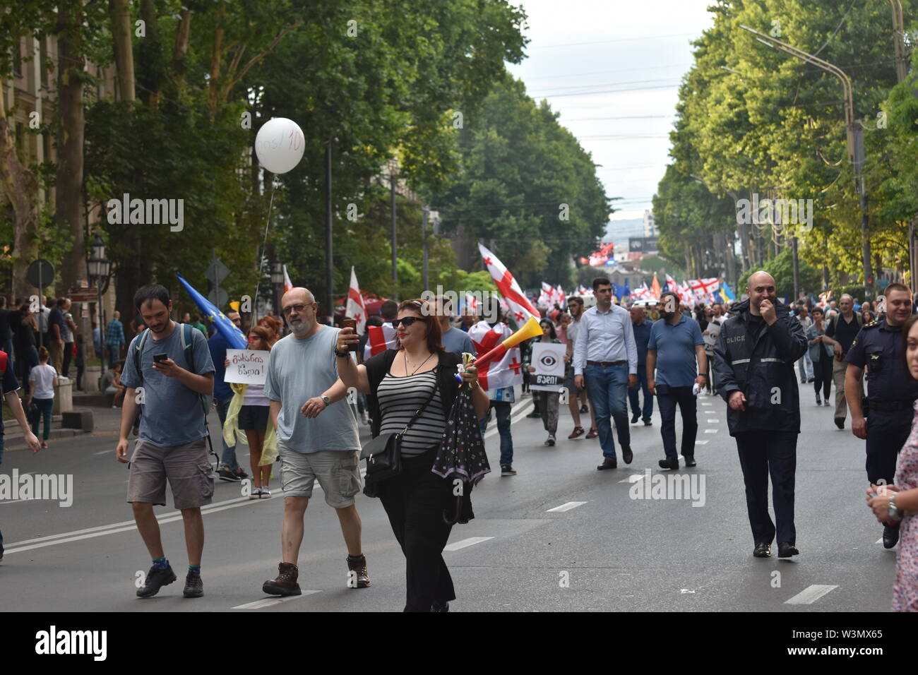 Anti-Russian Demonstrationen in Tbilisi, Georgien (Land) vom 29. Juni 2019 Stockfoto
