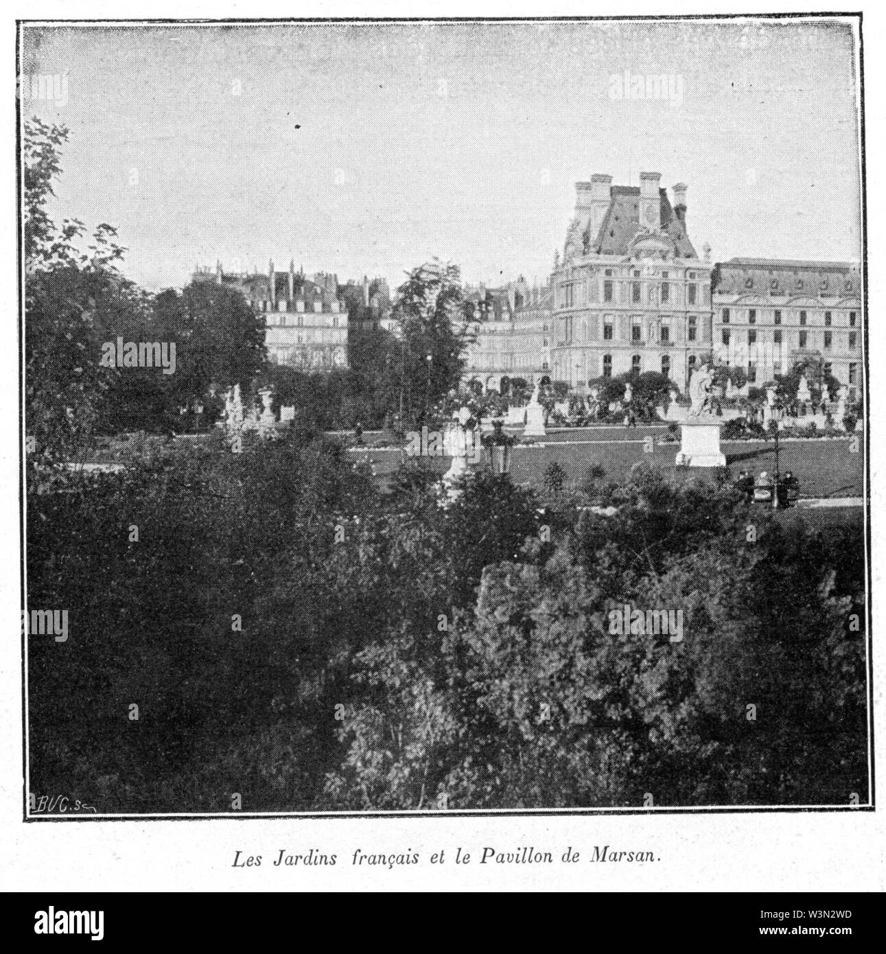 Clément Maurice Paris en plein air, BUC, 1897,054 Les Jardins français et le Pavillon de Marsan. Stockfoto