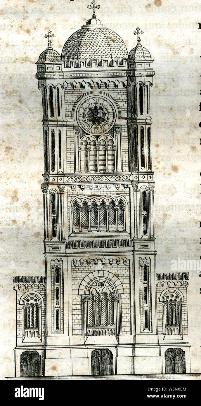 Clocher De l'église Ste Marie projet Original de Louis van Overstraeten. Stockfoto