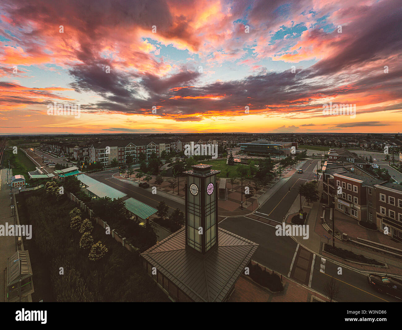 Der Uhrturm und den Sonnenuntergang Stockfoto