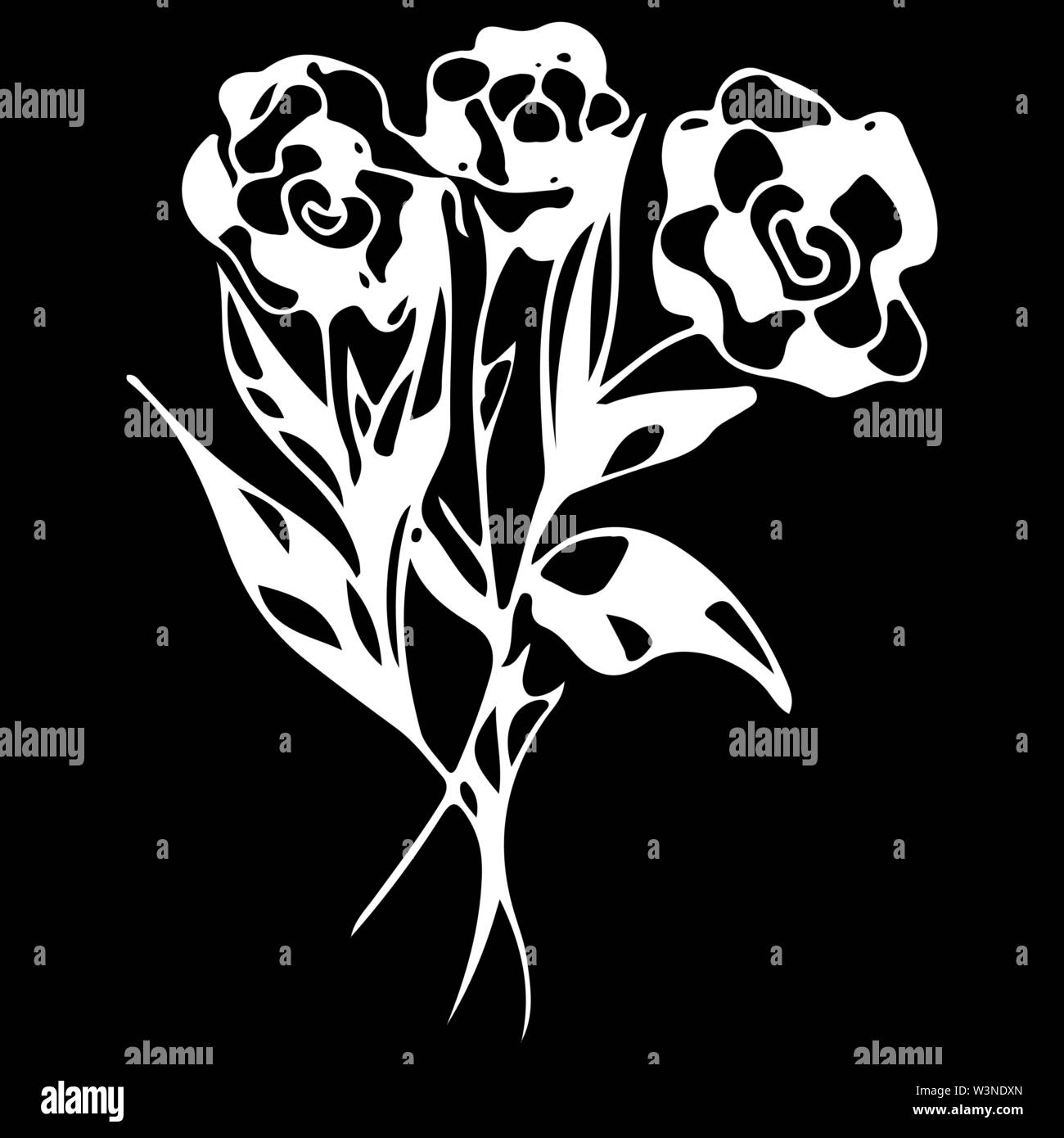 Line Art rose Übersicht Symbol. Vintage Skizze. Abstract Vector