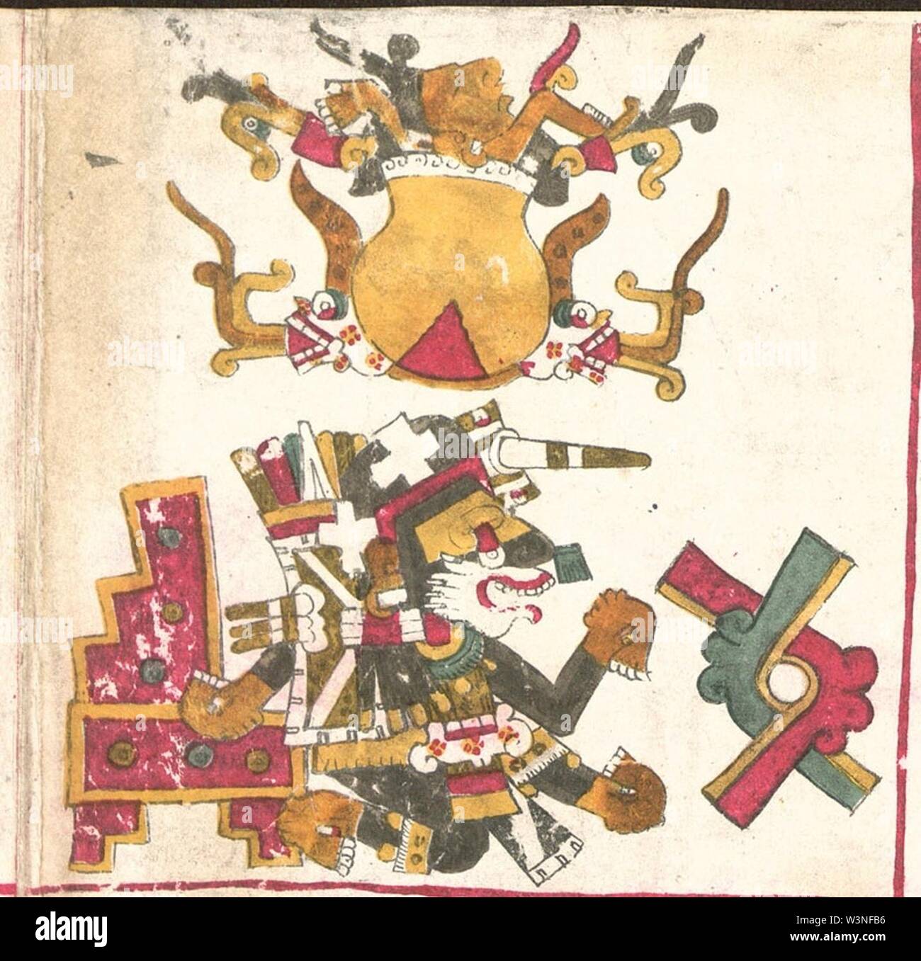 Codex Borgia s. 10 (OLLIN) Tag Symbol. Stockfoto