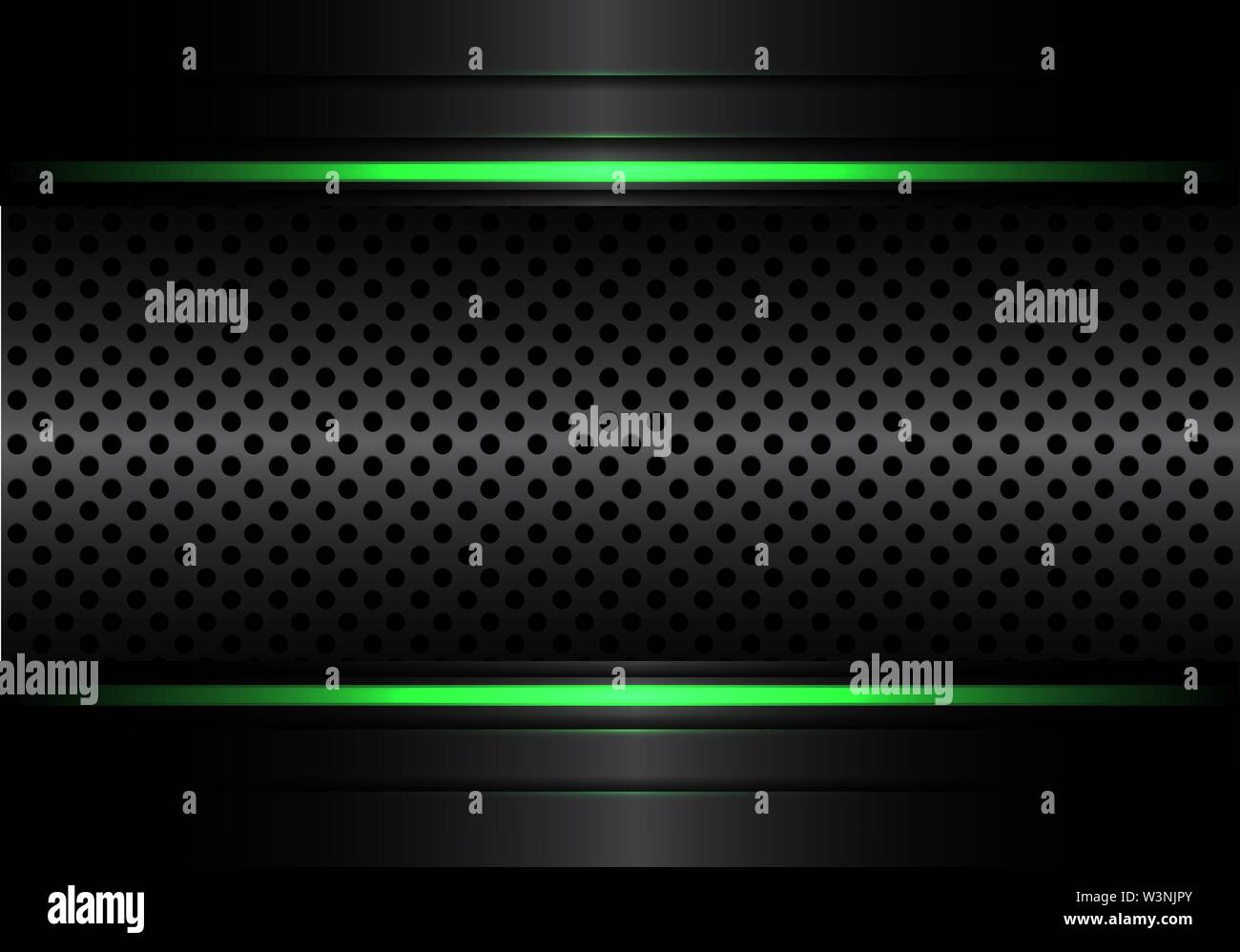 Abstrakte schwarz metallic Kreis mesh mit green line Licht Design moderner Luxus futuristischen Hintergrund Vector Illustration. Stock Vektor