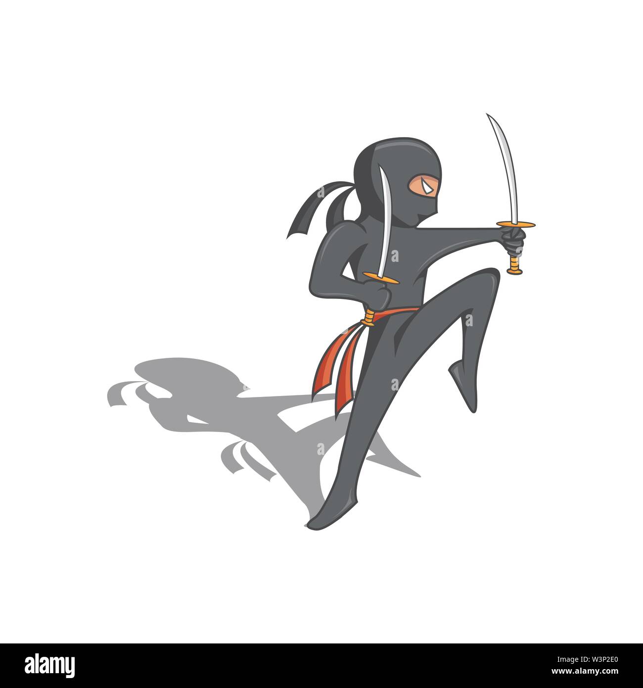 Lustige ninja cartoon Illustrationen. Scharf, schnell und tödlich, aber lustig und niedrigem Profil Stock Vektor