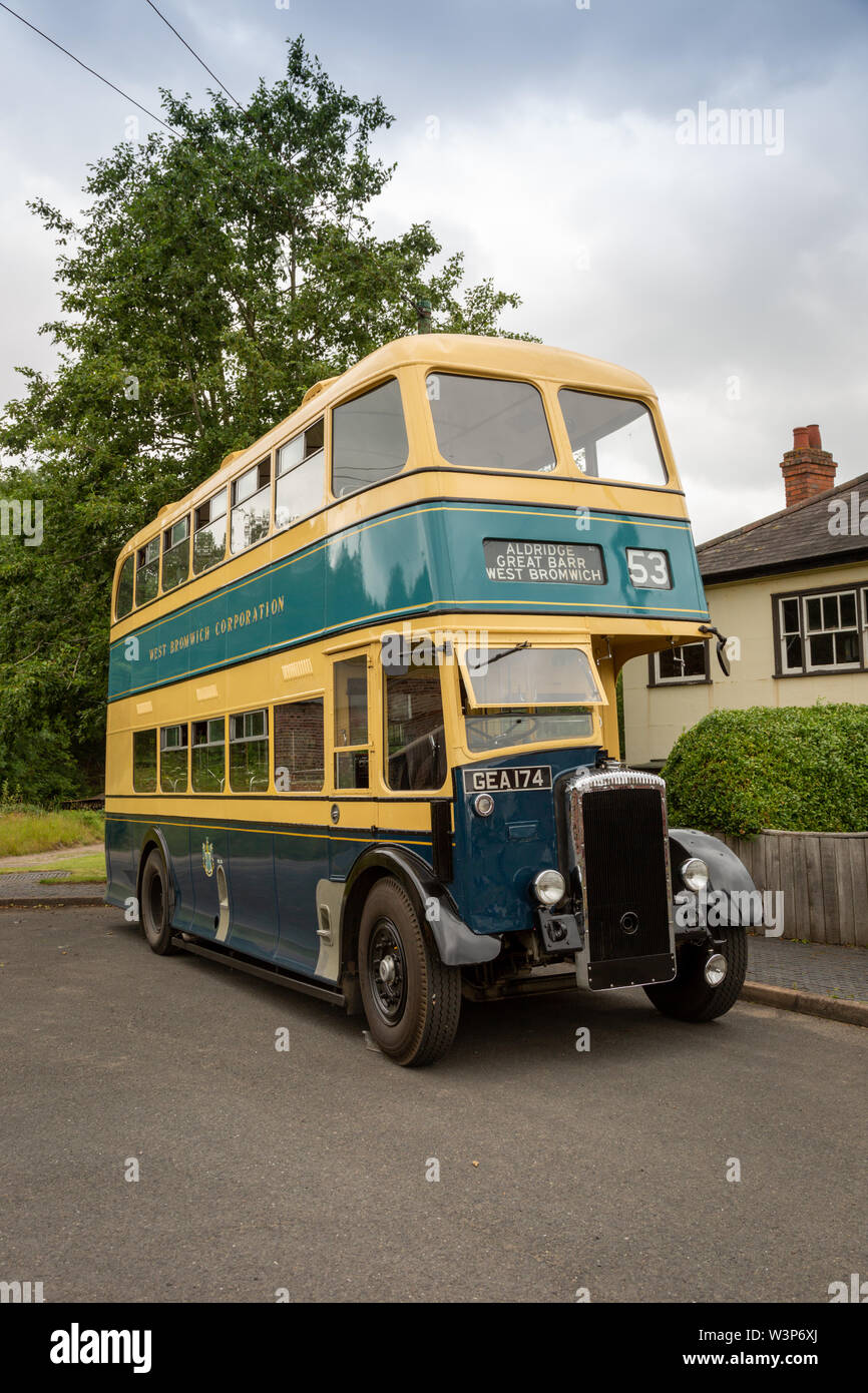 Alten britischen Doppeldeckerbus, Black Country Living Museum, Großbritannien Stockfoto