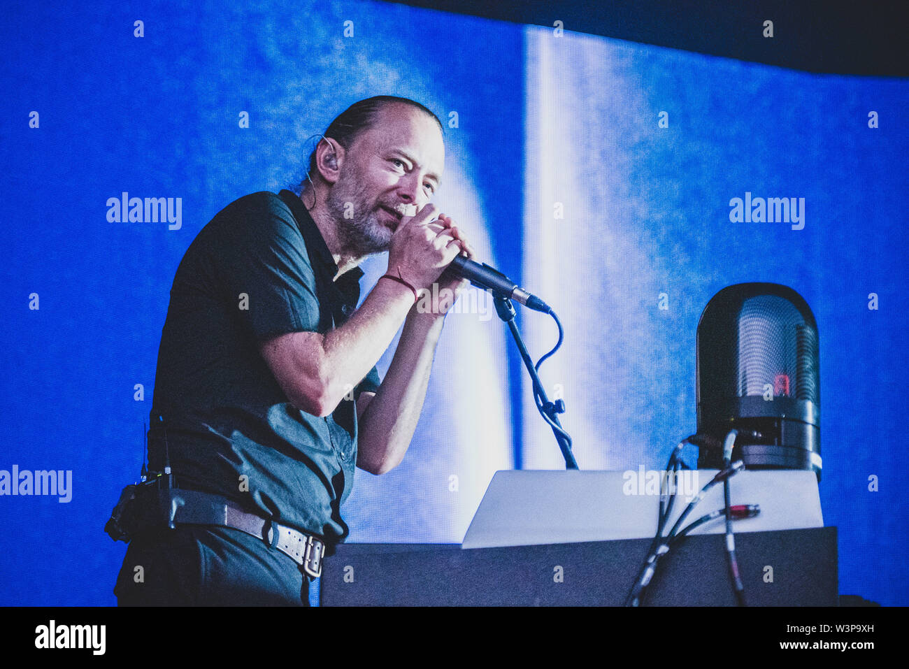 Der britische Sänger und Songwriter Thom Yorke führt live während der Collisioni Festival am 16. Juli 2019, im Barolo Stockfoto