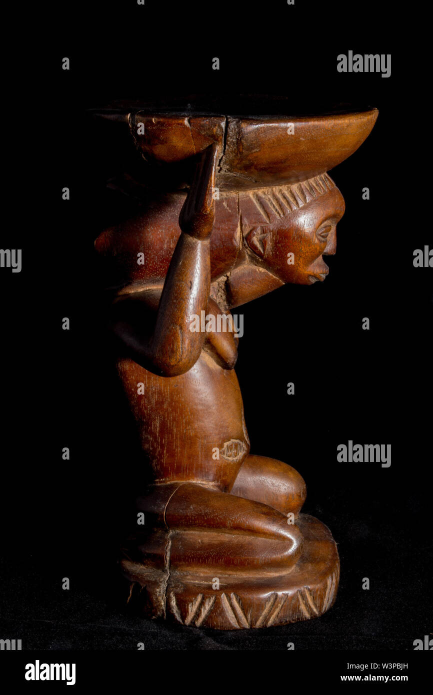 Afrika, Demokratische Republik Kongo, Tribal Art, anthropomorphen Kopfstütze, Luba Menschen Stockfoto