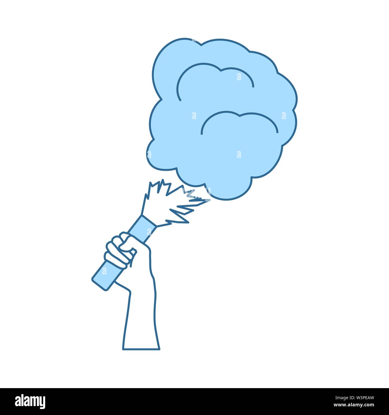 Fußball-Fans Hand Flare mit Rauch Symbol verbrannt. Dünne Linie mit blauer Füllung Design. Vector Illustration. Stock Vektor