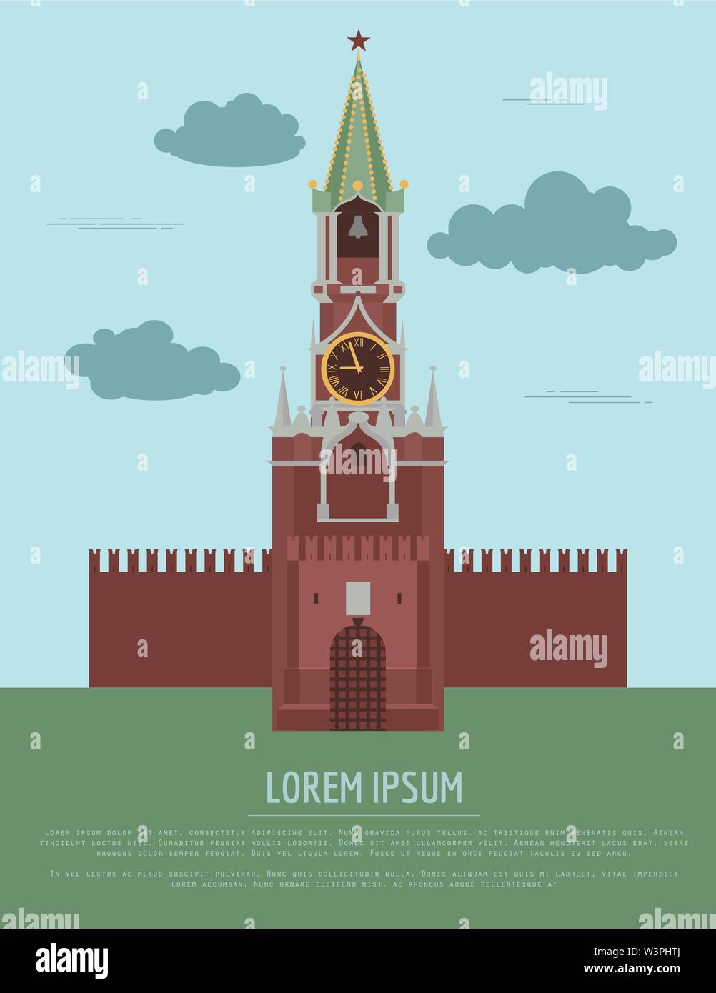 Stadt Gebäude grafische Vorlage. Kreml. Moskau. Vector Illustration Stock Vektor