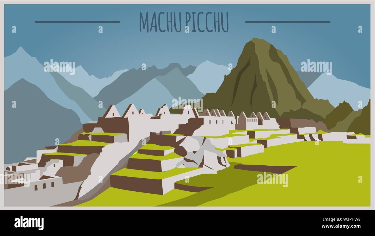 Stadt Gebäude grafische Vorlage. Peru. Machu Picchu. Vector Illustration Stock Vektor