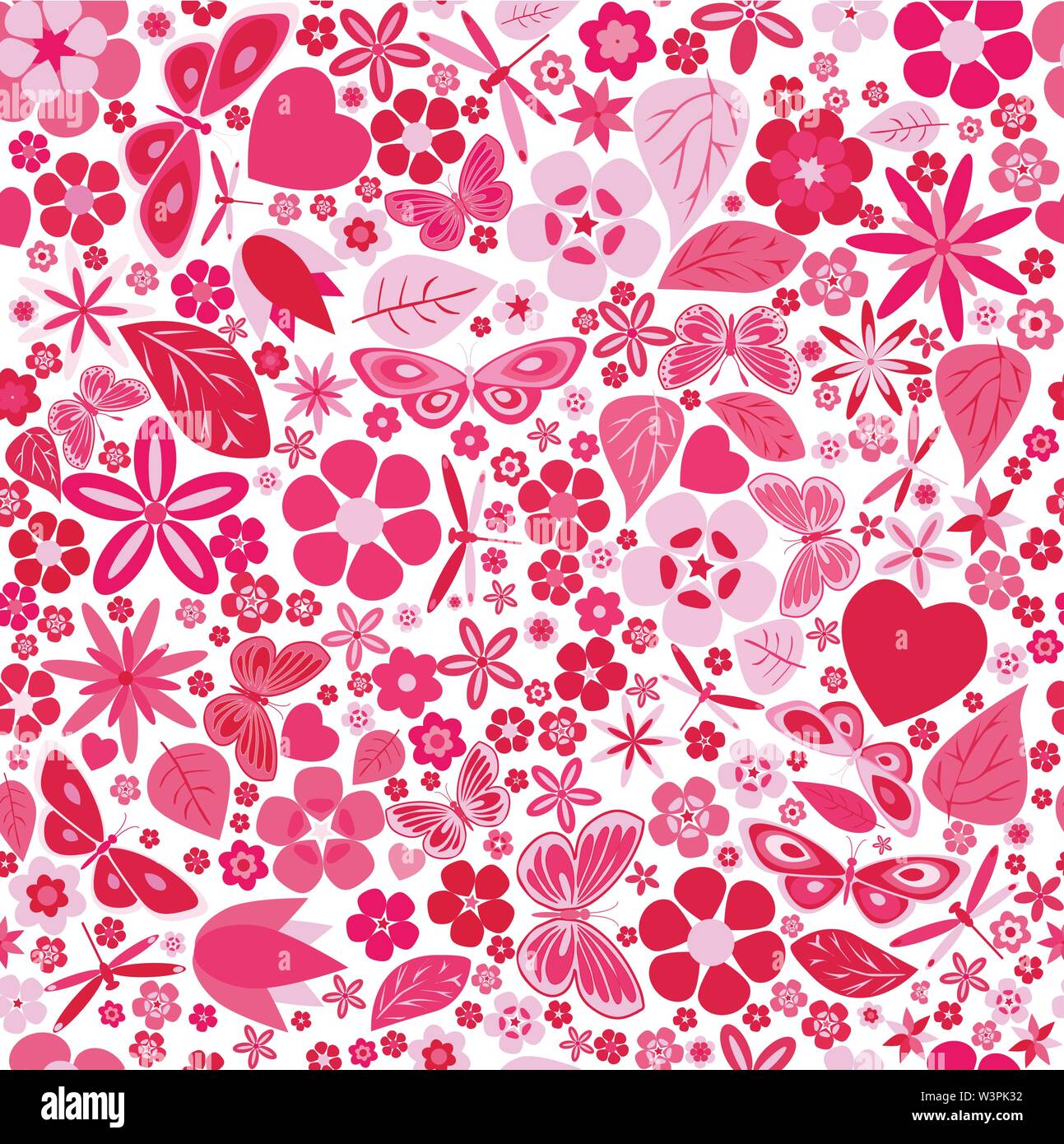 Blumen und Schmetterlinge farbige nahtlos. Vektor-illustration Stock Vektor