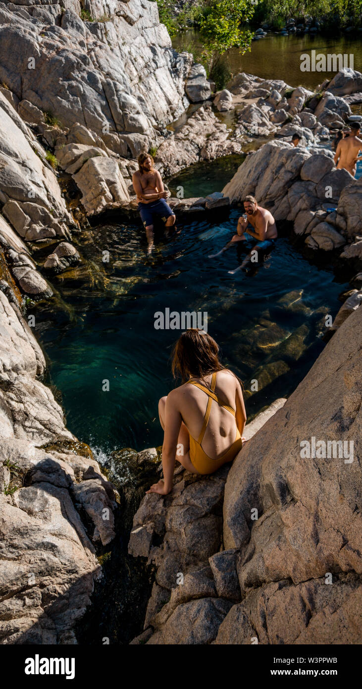 An der Deep Creek Hot Springs in Kalifornien, USA. Stockfoto