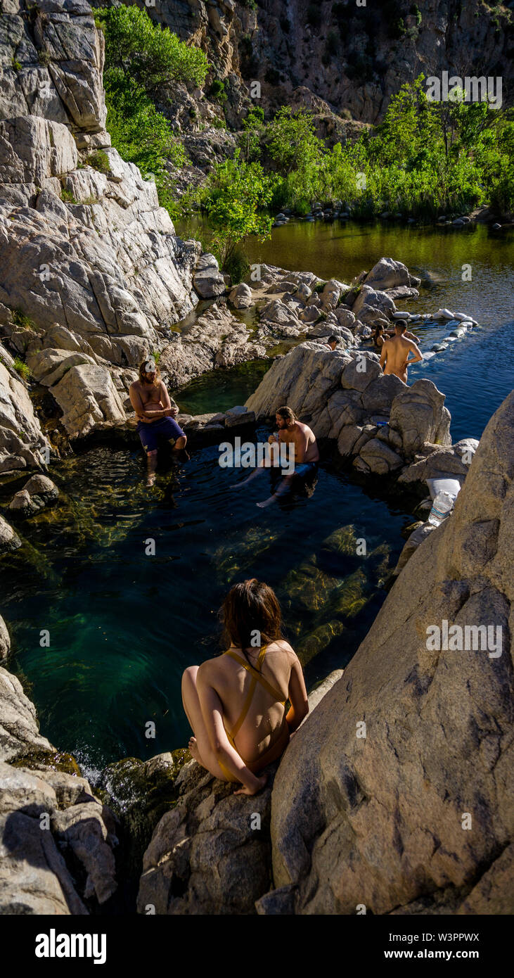 An der Deep Creek Hot Springs in Kalifornien, USA. Stockfoto
