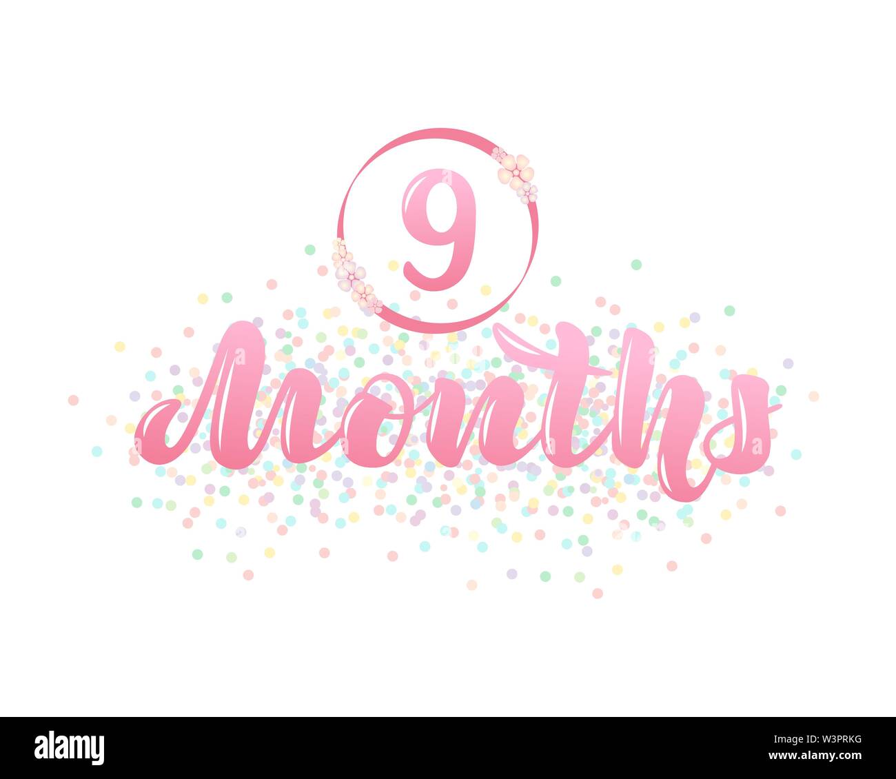 Vector Illustration mit einem Baby alter Marker - 9 Monate. Stock Vektor