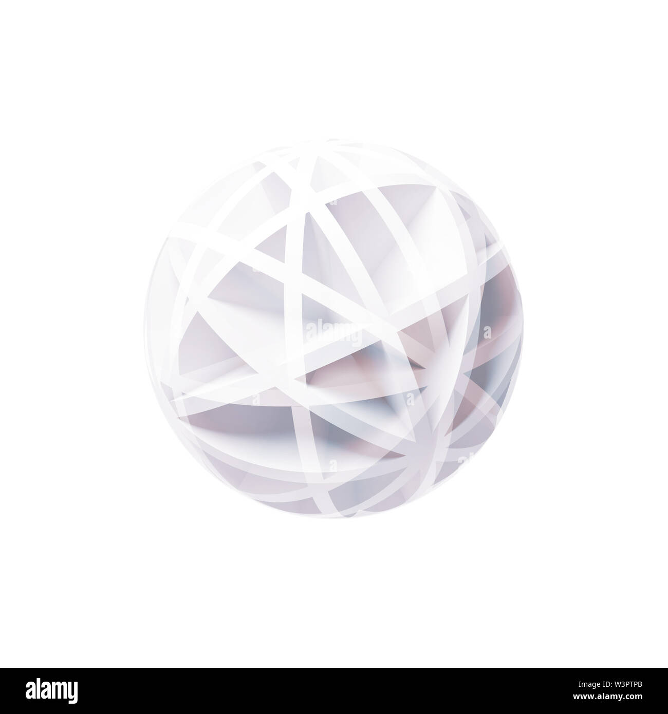Abstrakte weißen kugelförmigen Digital Object auf weißem Hintergrund, Quadrat 3D Rendering illustration Stockfoto