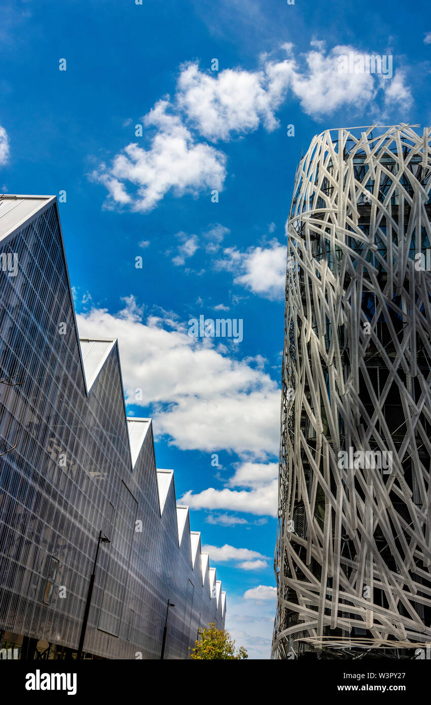 Die Gebäude der Schule für bildende Kunst und Gebäude Manny auf der Insel von Nantes, Loire Atlantique, Pays de la Loire, Frankreich Stockfoto