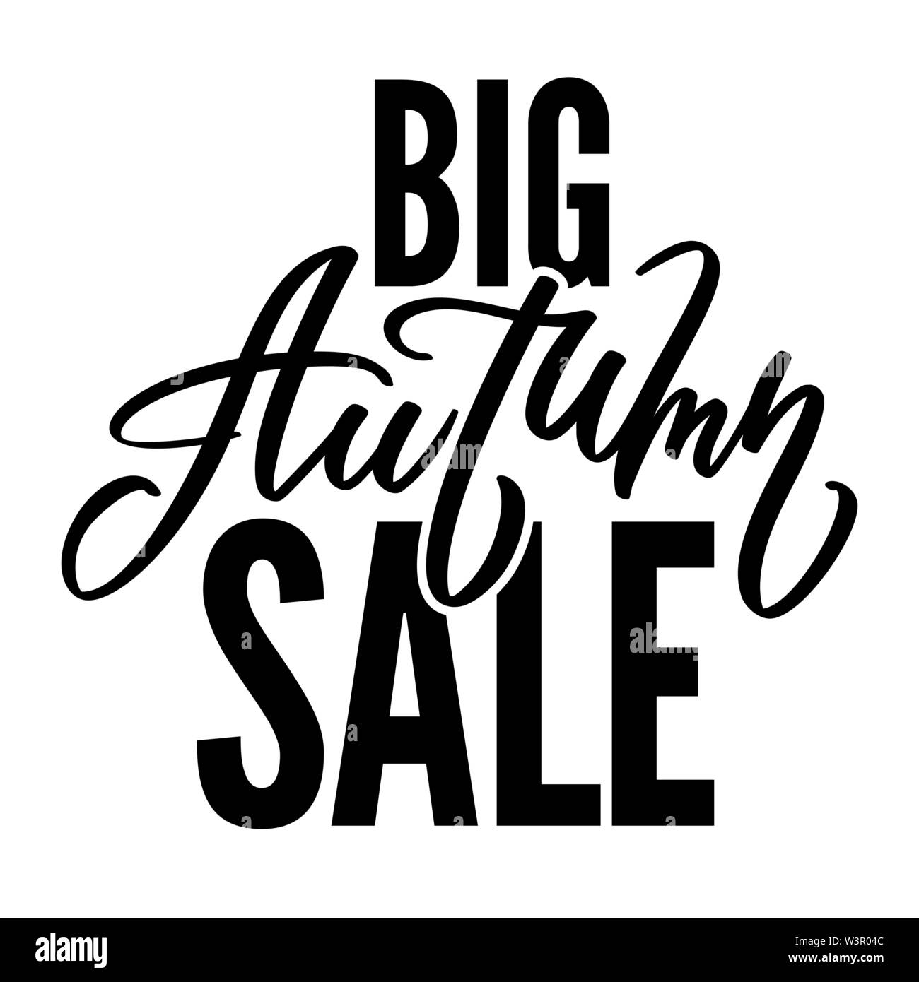 Große Herbst Sale-text-hand-schriftlich in der modernen Kalligraphie Stil. Typografie, Schrift, handschriftlichen Text für Banner, Flyer, Poster, Werbung Stock Vektor