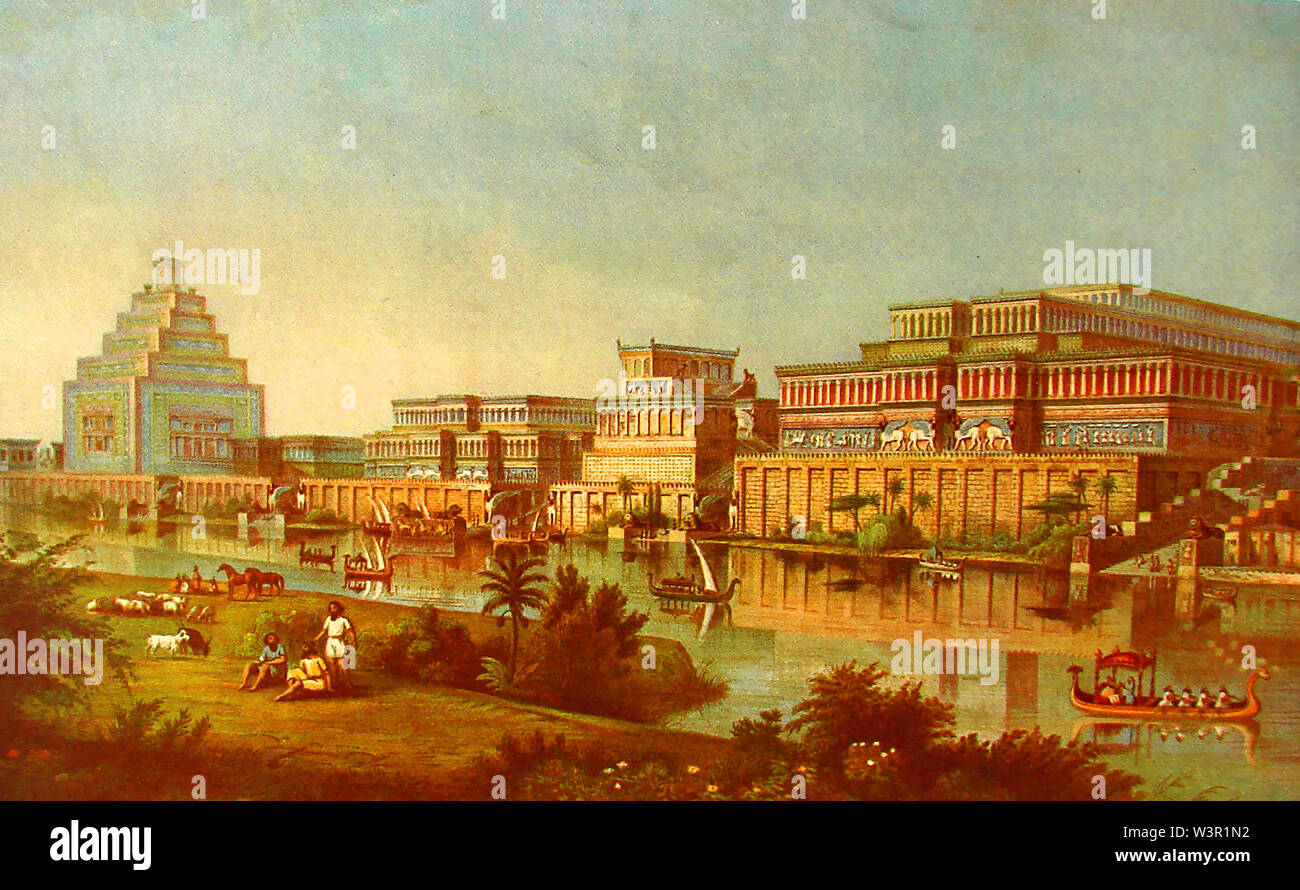 Die Stadt Ninive wiederhergestellt, wie es in den Tagen nach der Höhe