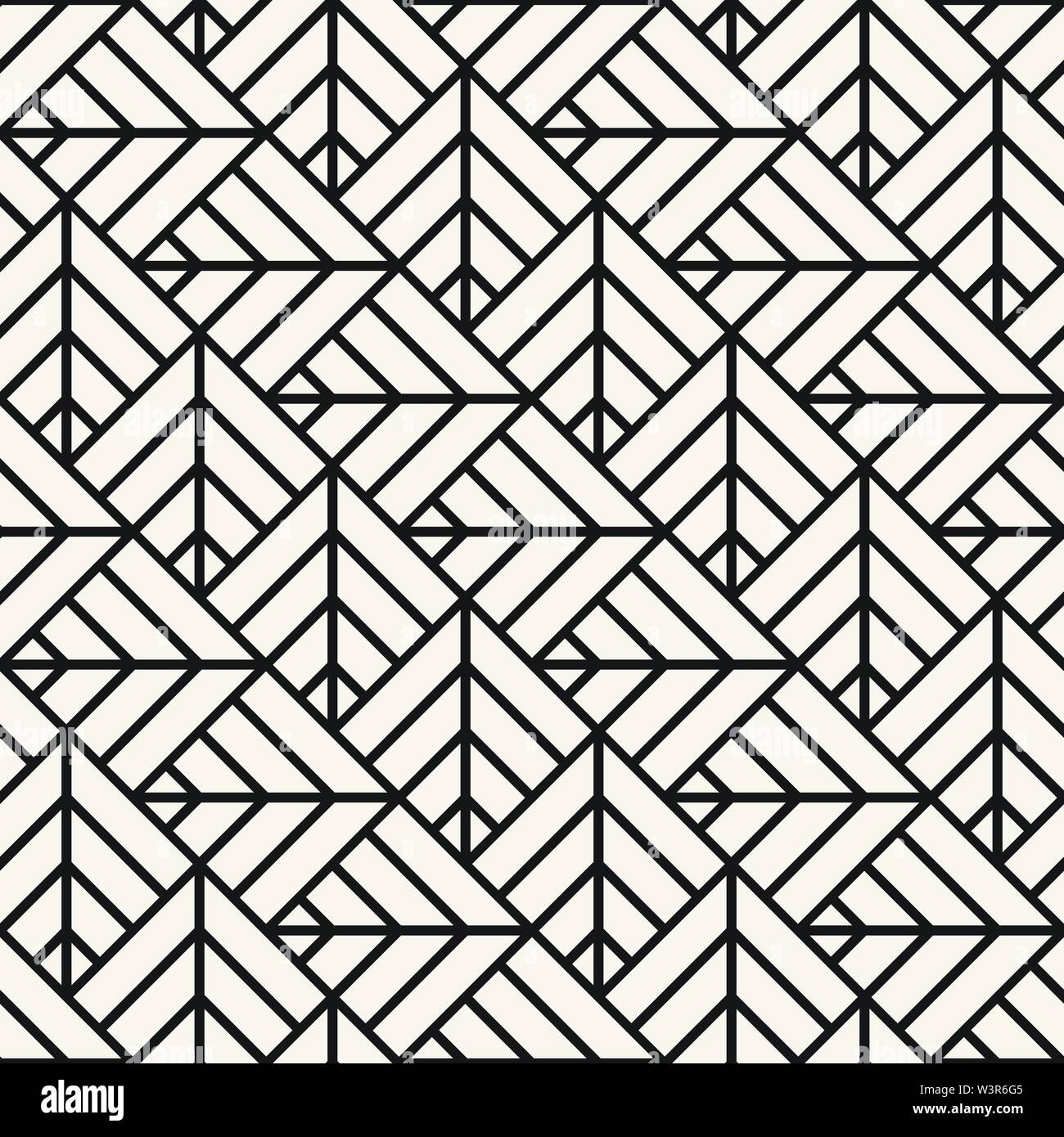 Abstrakte geometrische Muster mit Streifen. Vektor nahtlose Hintergrund. Schwarze und weiße lineare Gitter. Stock Vektor