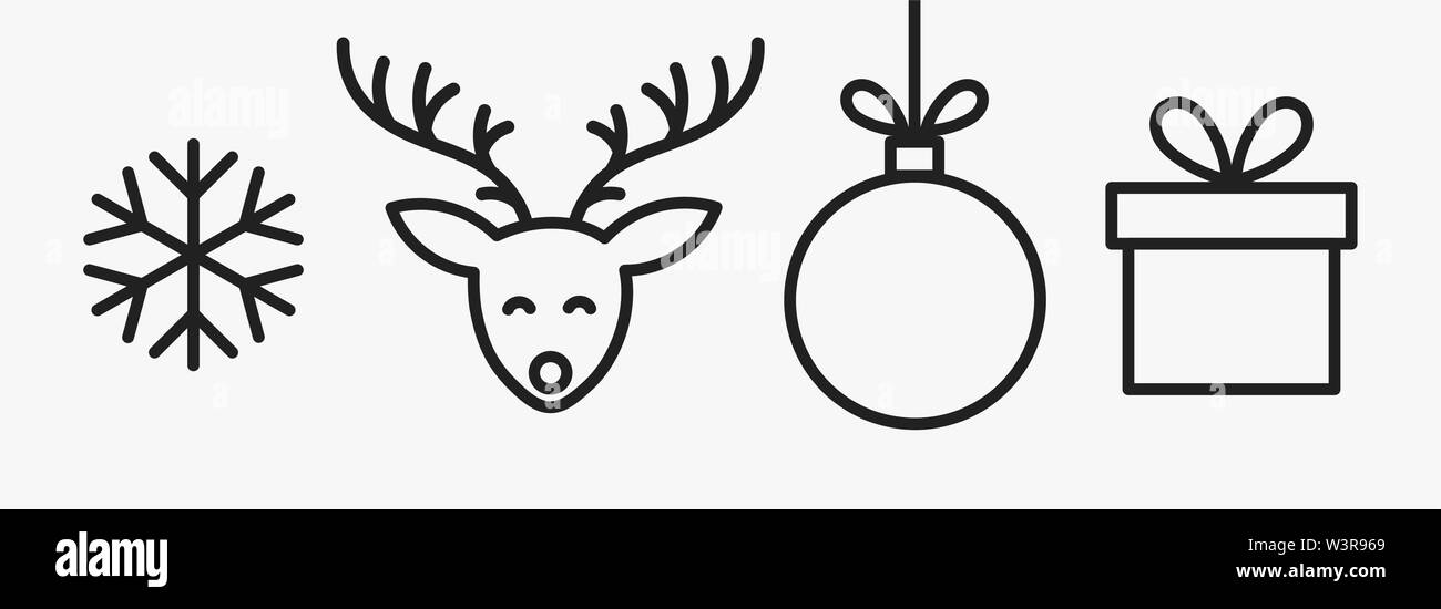 Weihnachten Zeile Icons oder Symbole. Vector Illustration. Stock Vektor