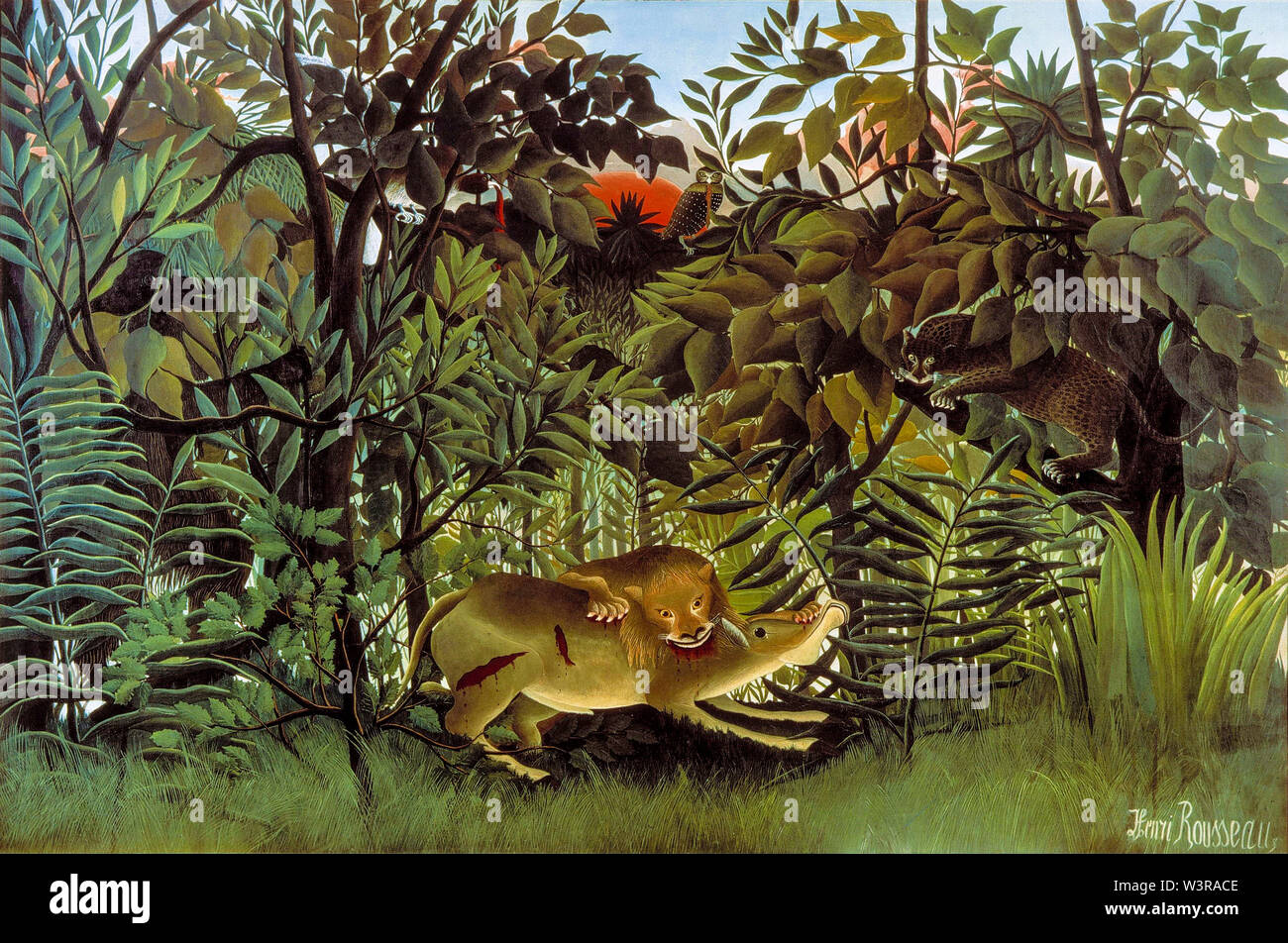 Henri Rousseau, Die hungriger Löwe wirft sich auf die Antilope, Malerei, 1905 Stockfoto
