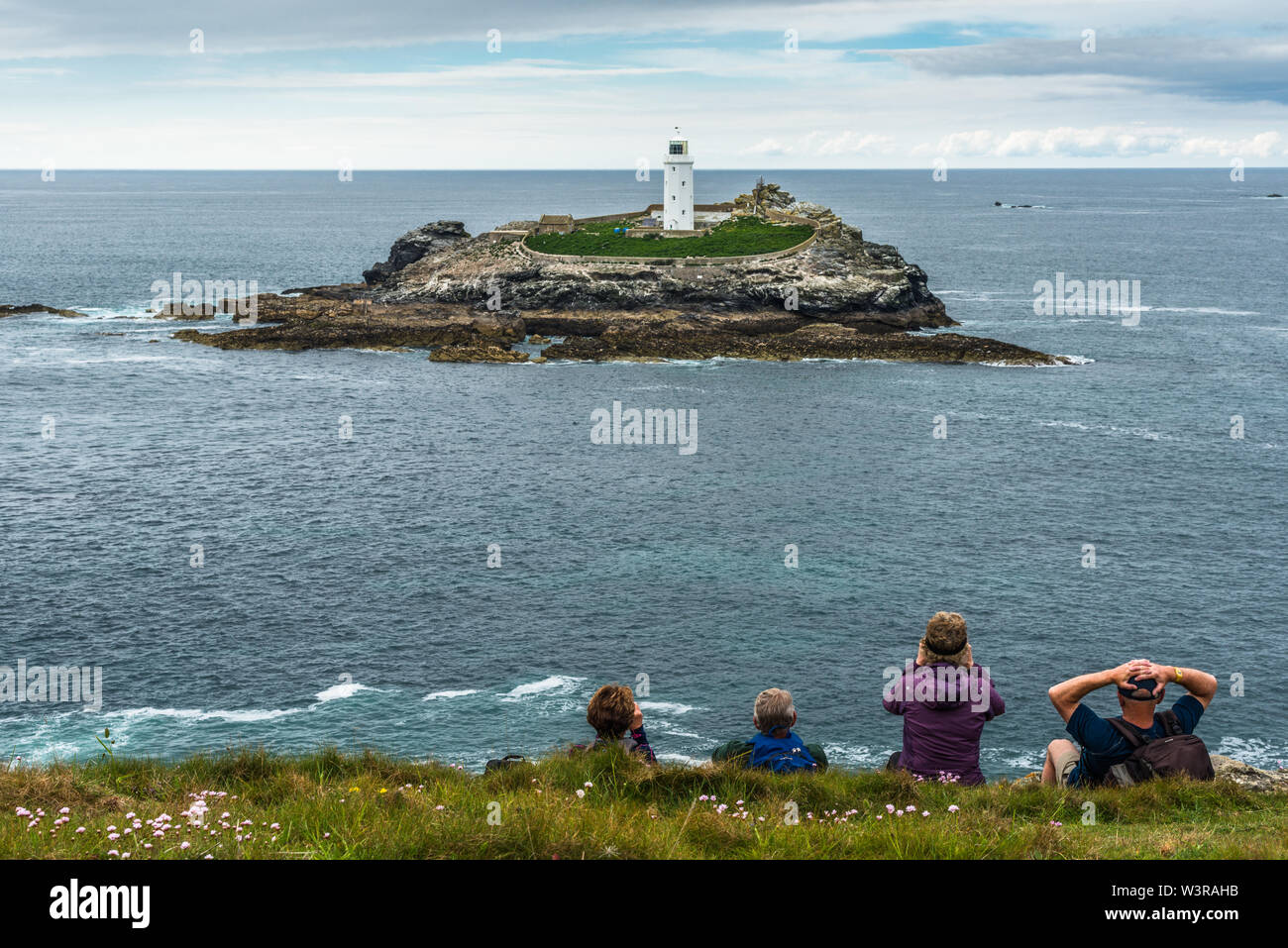 Godrevy Leuchtturm, St. Ives Bay, Cornwall, England, Vereinigtes Königreich, Europa. Stockfoto