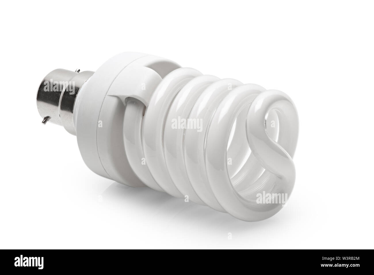 Compact Flourescent Energy Saver Glühbirne, isoliert auf weißem Hintergrund Stockfoto