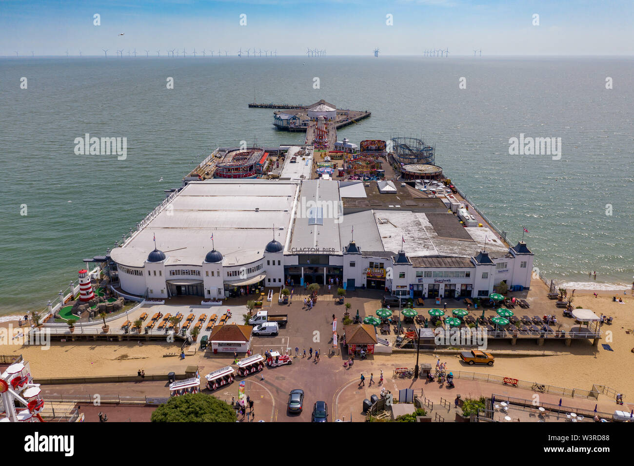 Clacton Pier Luftbild, Clacton-on-Sea, Essex UK Stockfoto