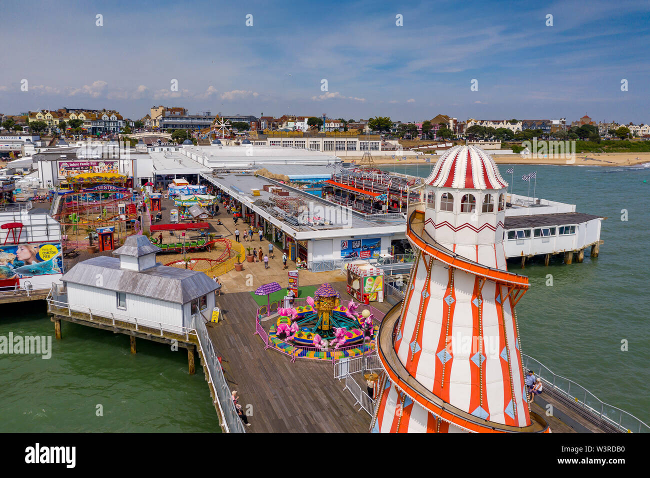 Clacton Pier Luftbild, Clacton-on-Sea, Essex UK Stockfoto