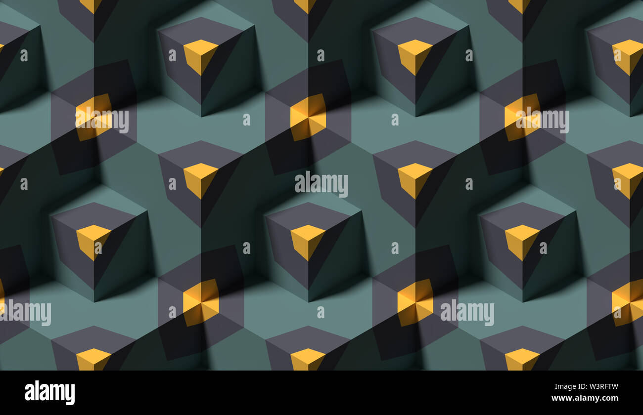 Farbige pixel Bausteine Hintergrund gelbe Punkte und Grün. Nahtlose wiederholbaren Muster für textile Design, Dekor Wallpaper konzipiert, etcetera. Stockfoto