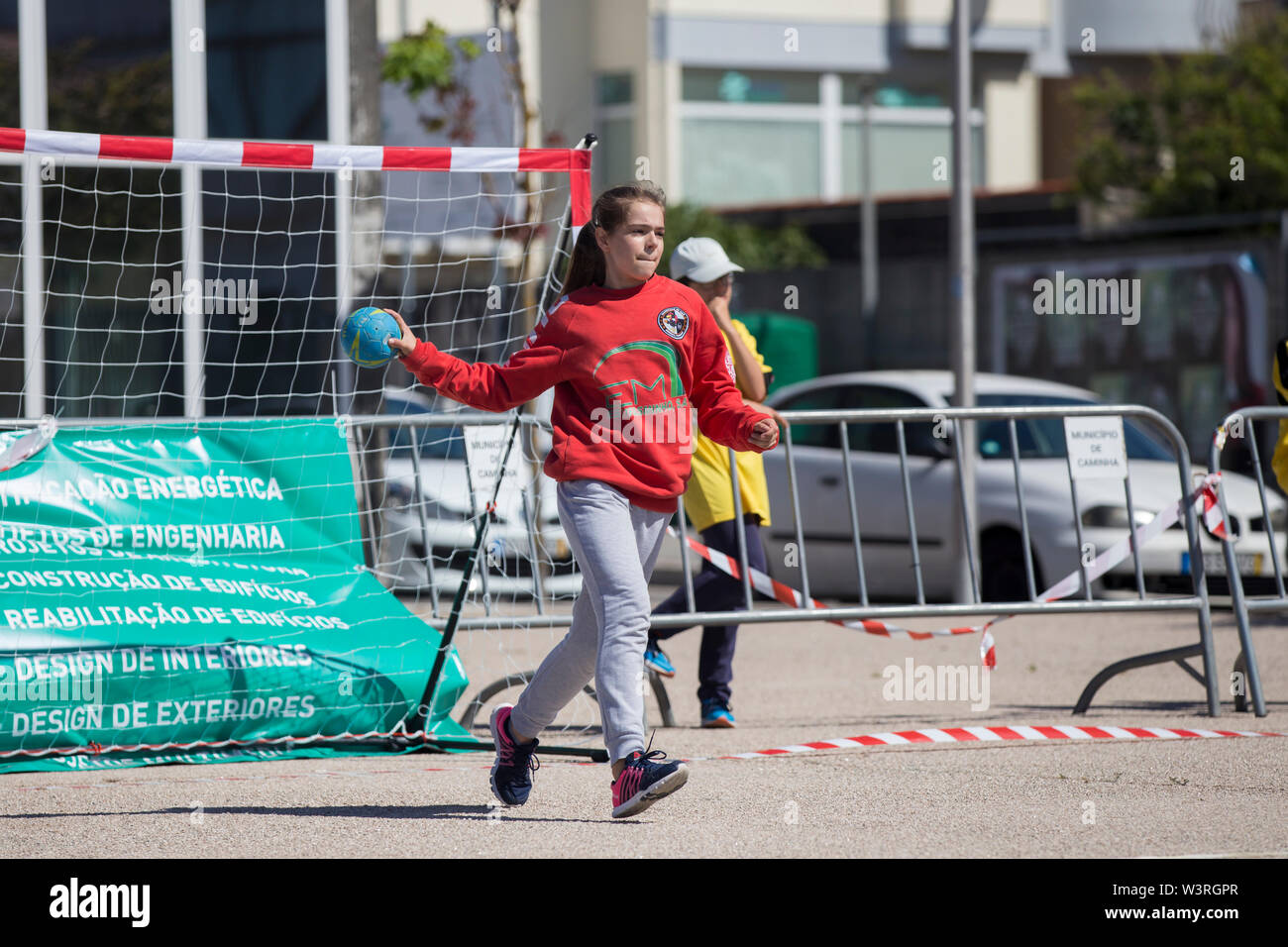 Valença, Viana do Castelo, Portugal - 10. Juni 2019: Für Kinder handball Turnier durch die Afifense Sport Verein organisiert Stockfoto