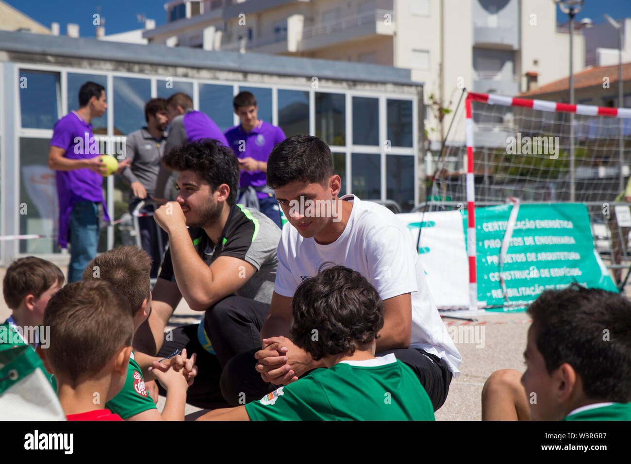 Valença, Viana do Castelo, Portugal - 10. Juni 2019: Für Kinder handball Turnier durch die Afifense Sport Verein organisiert Stockfoto