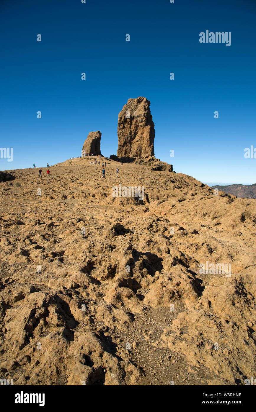 Blick auf den Roque Nublo oder Cloud Rock in Gran Canaria, Spanien Stockfoto