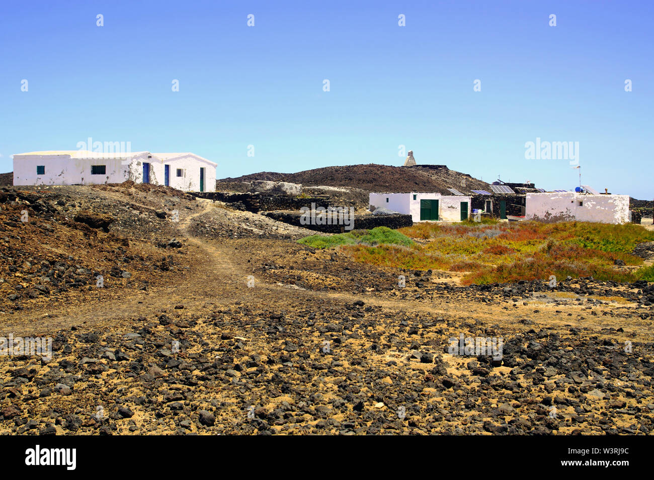 Das Fischerdorf von El Puertito auf der Isla de Lobos in Fuerteventura, Spanien Stockfoto