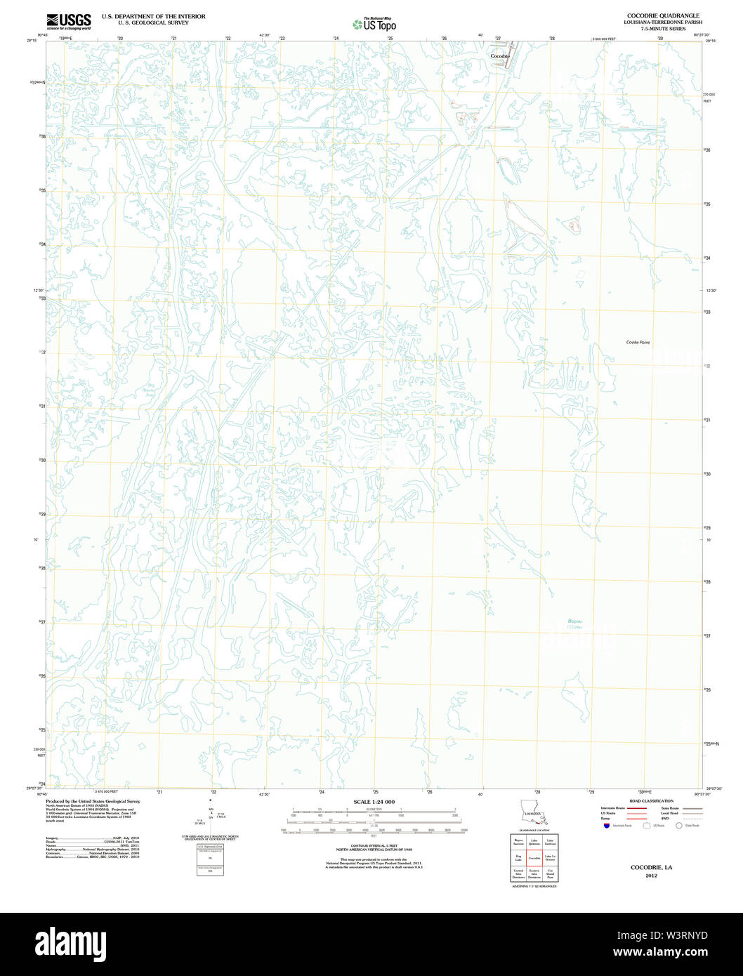 USGS TOPO Karte Louisiana LA Cocodrie 20120413 TM Wiederherstellung Stockfoto