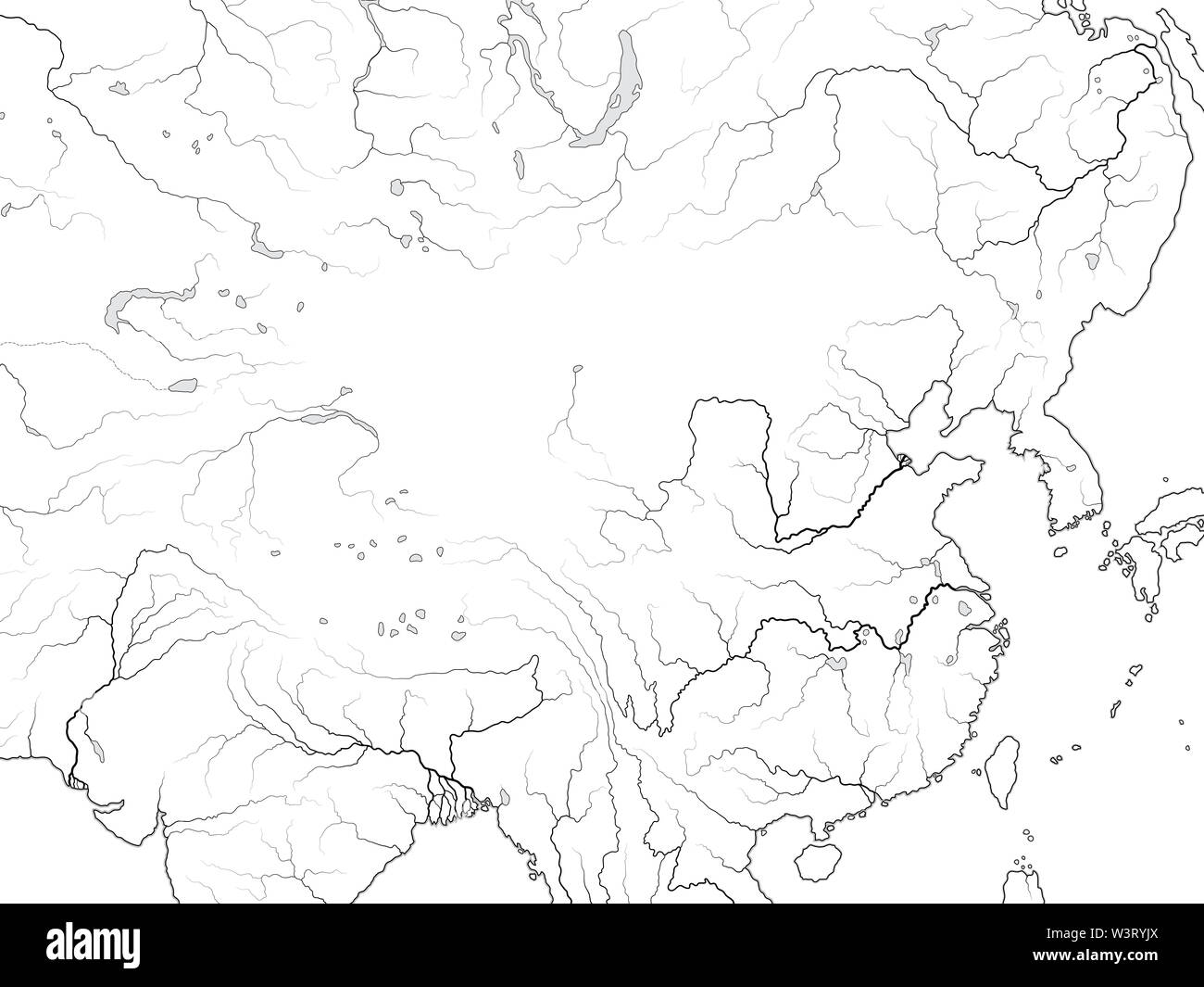 Welt Karte von China: im Fernen Osten, in das himmlische Reich, China, Tibet, dzungarien, der Mongolei, Korea, der Mandschurei, Sibirien, Jakutien, Burjatien, Taiwan. Stockfoto