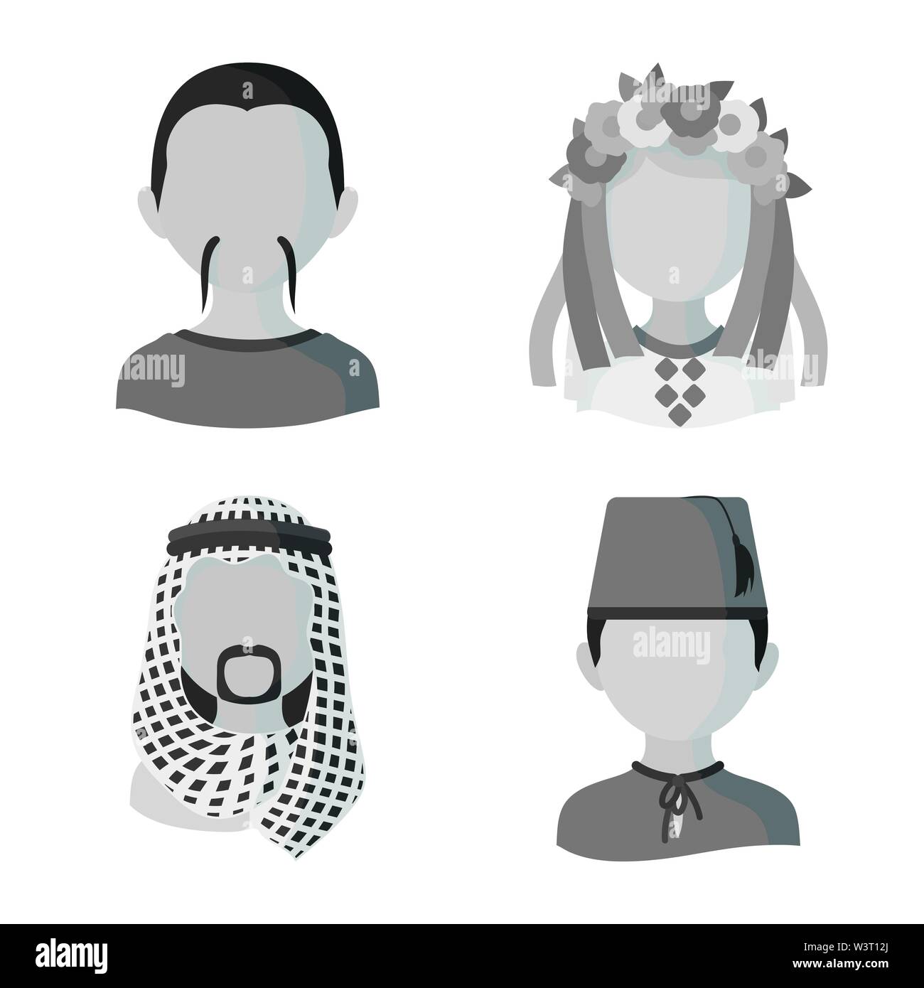 Vector Illustration von Person und Kultur unterzeichnen. Satz von Person und rennen Vektor Illustration. Stock Vektor