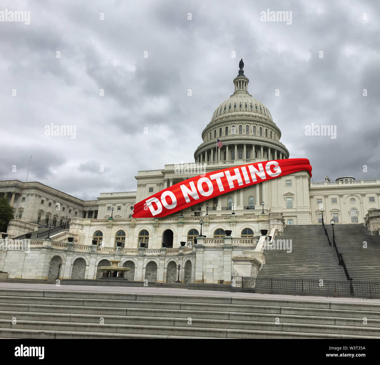 Nichts tun Kongress Vereinigte Staaten Politik und politischen Stillstand oder Regierung Patt zwischen Republikanern und Demokraten in Washington DC. Stockfoto