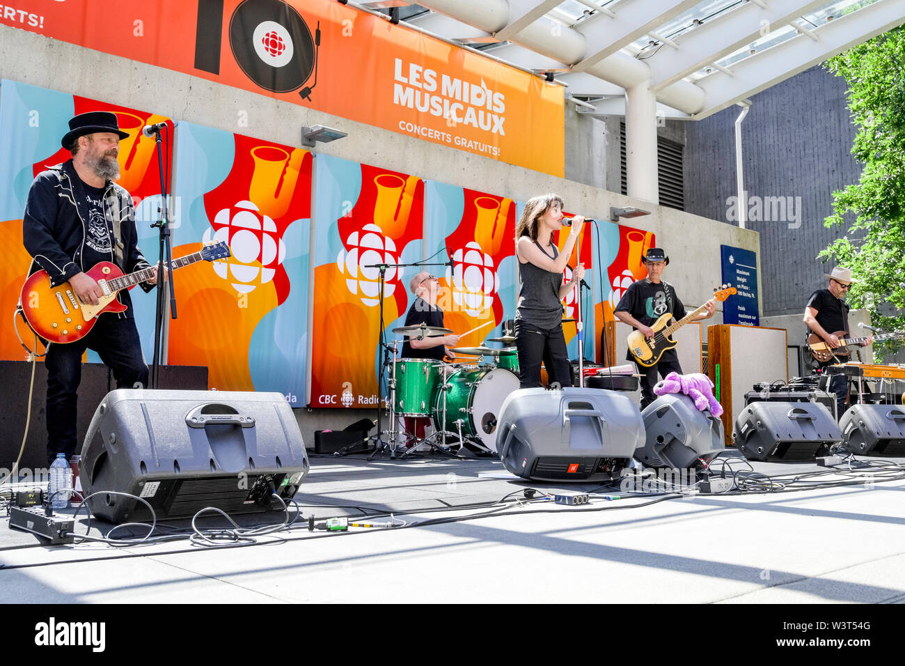 Country Rock Band TrailerHawk spielen bei CBC musikalische Nooners, Vancouver, British Columbia, Kanada Stockfoto