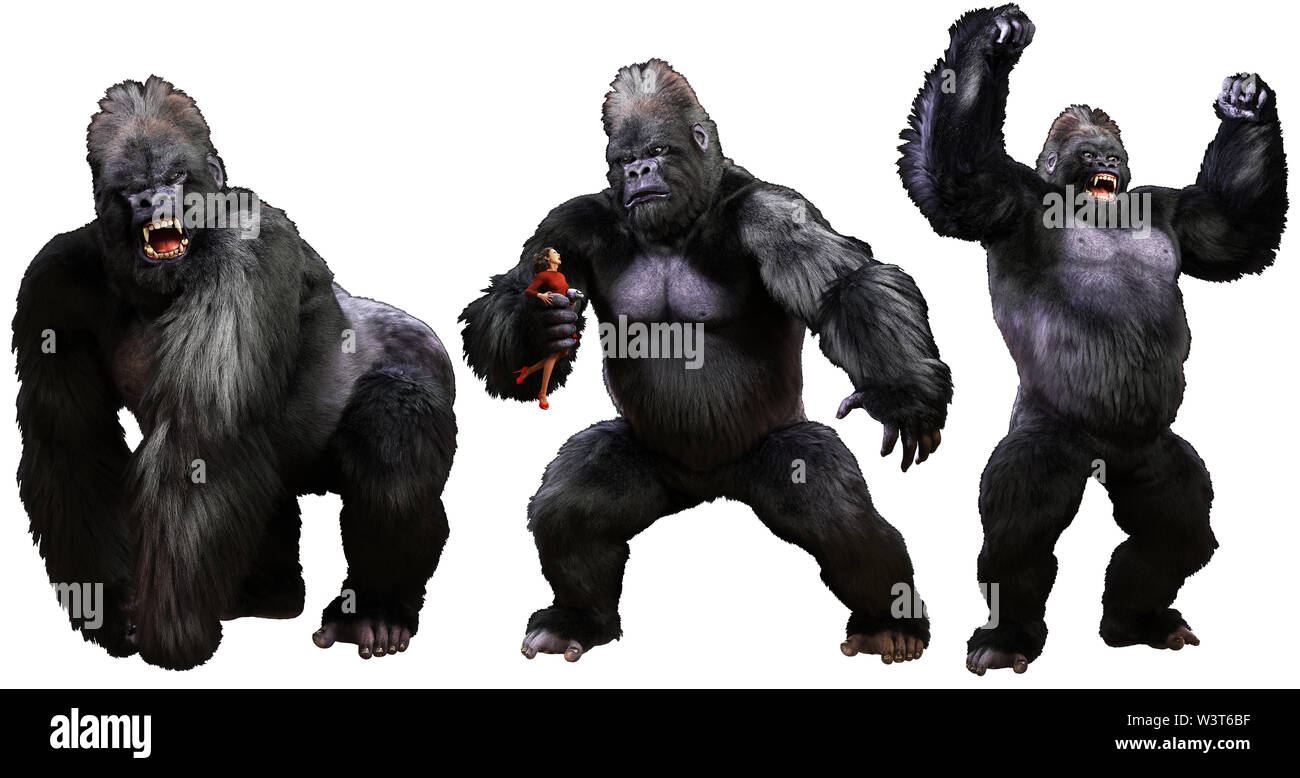 Riesige monströse Gorilla 3D-Darstellung Stockfoto