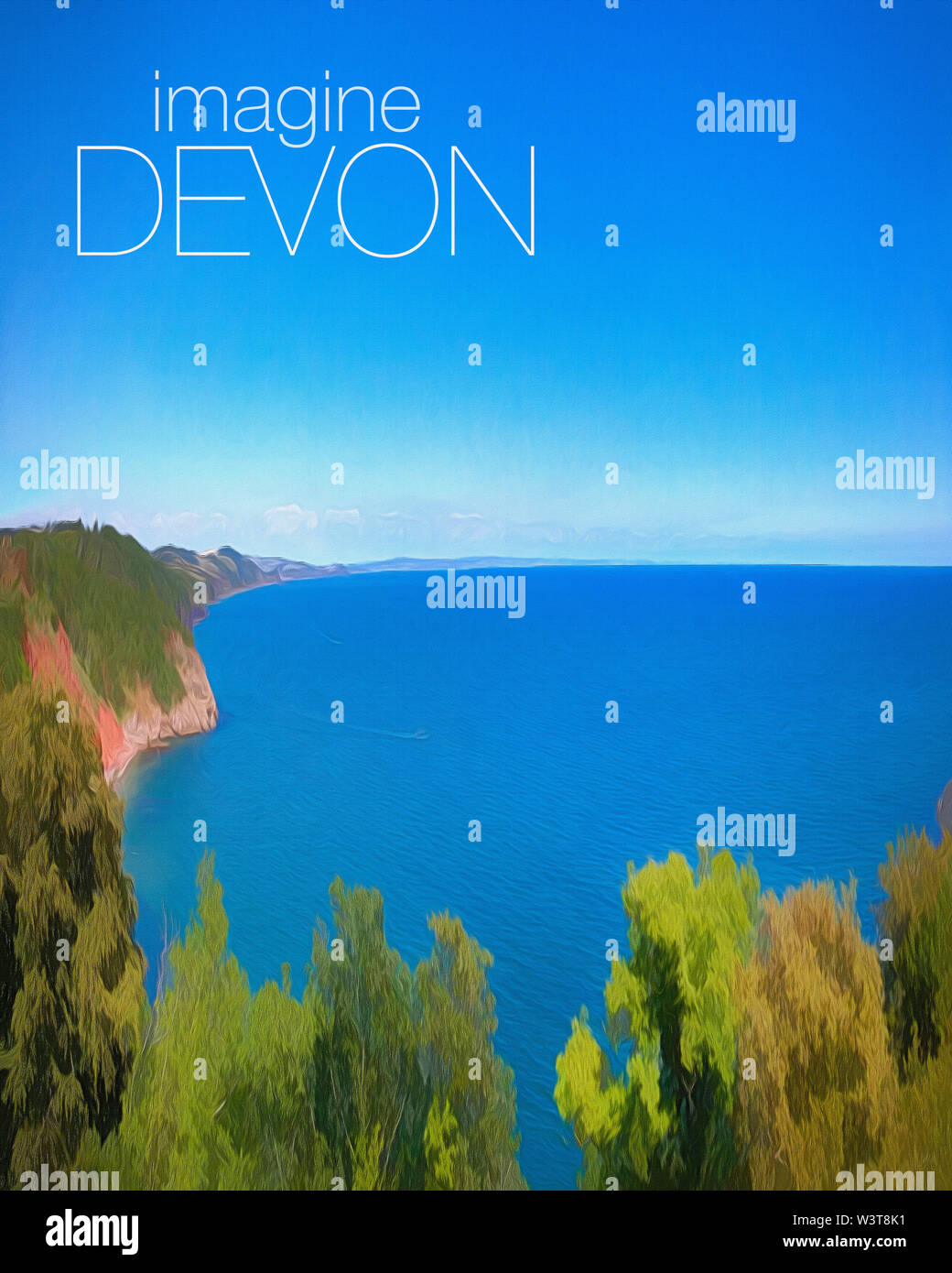 TRAVEL POSTER KONZEPT: Stellen Sie sich vor, Devon (Großbritannien) Stockfoto