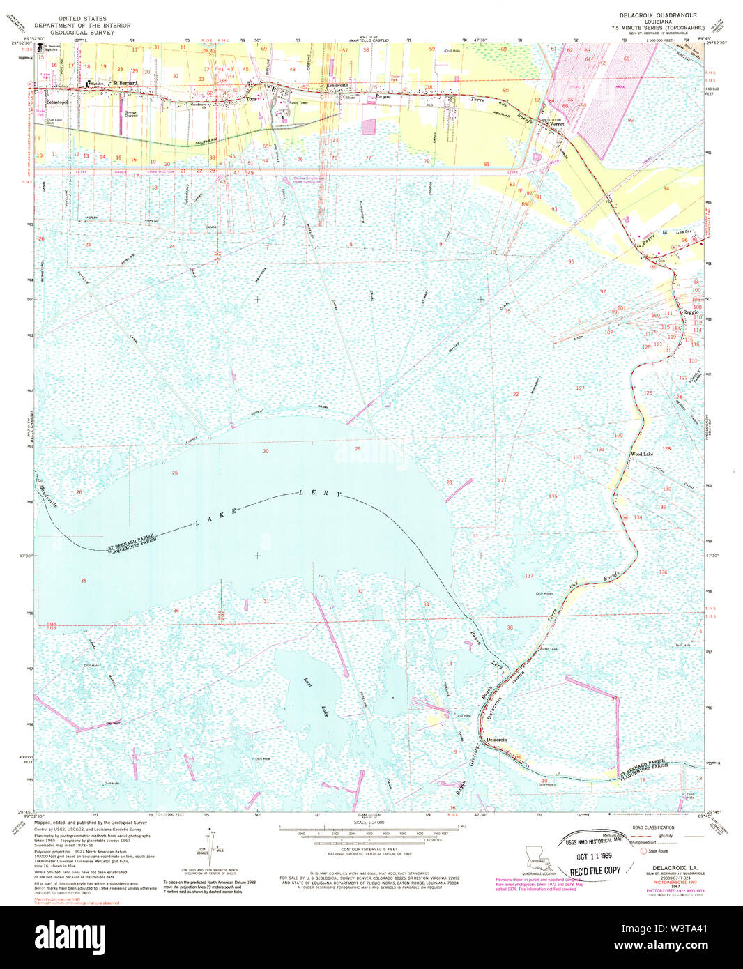 USGS TOPO Karte Louisiana La Chaussée 331818 1967 24000 Wiederherstellung Stockfoto