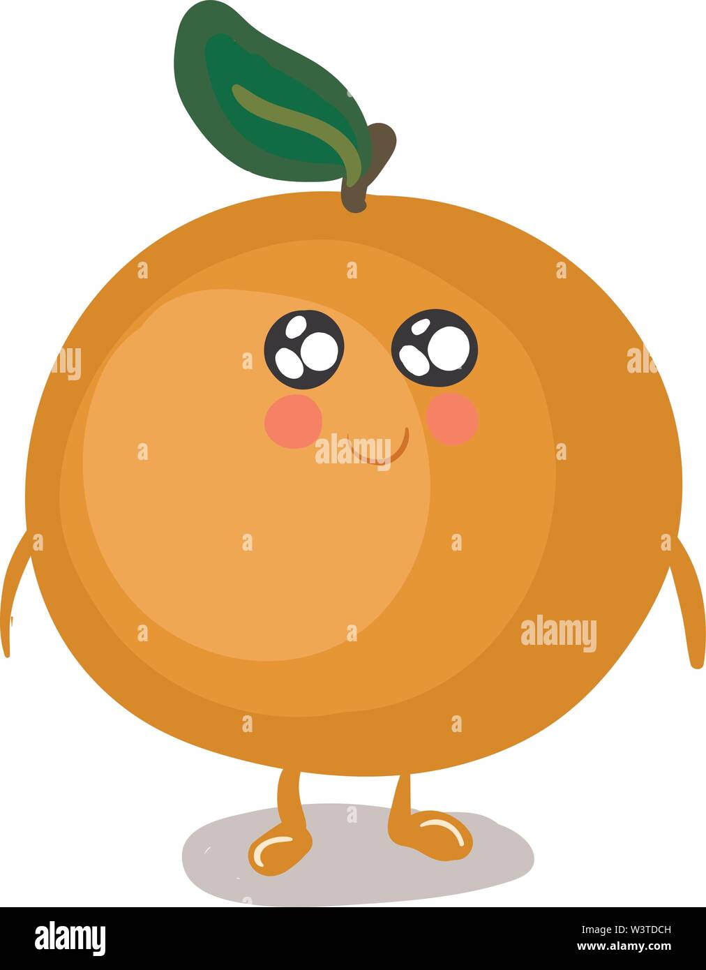 Eine Karikatur eines glücklichen und süße Orange mit rosigen Wangen und leuchtenden Augen, Vector, Farbe, Zeichnung oder Abbildung. Stock Vektor