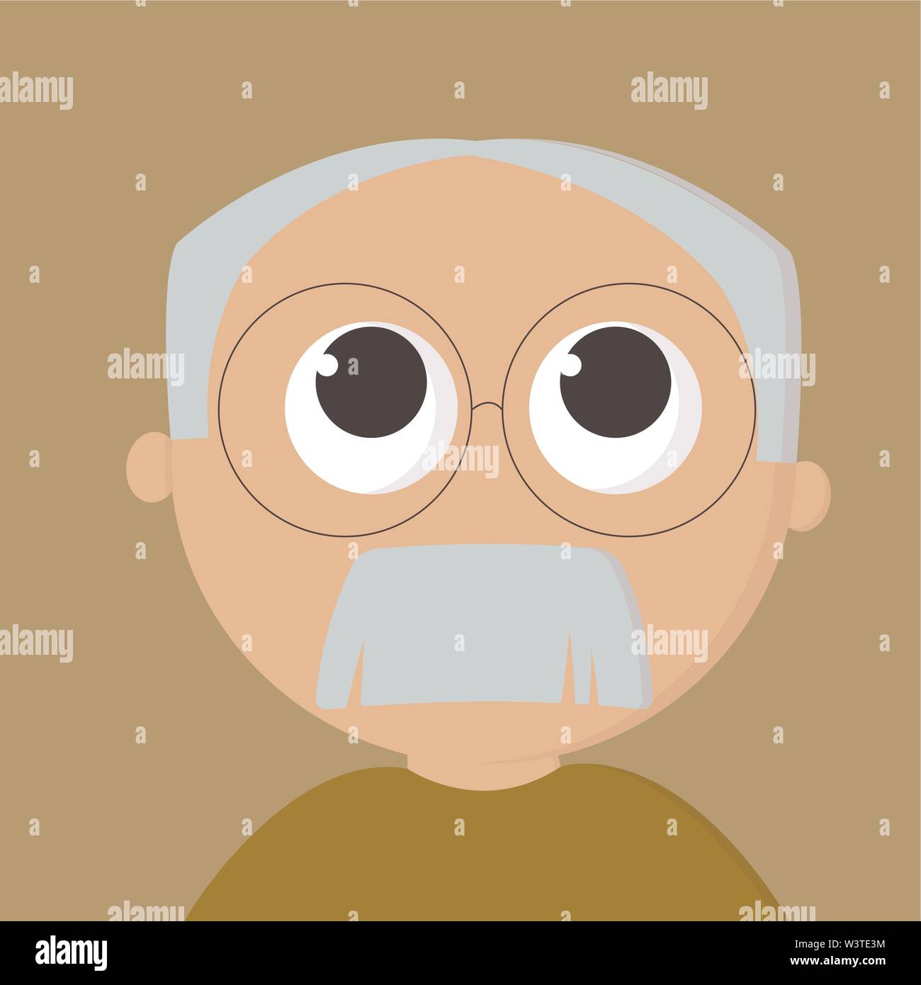 Ein Opa in ein grünes T-Shirt mit einem grauen Haare und große Gläser, Vector, Farbe, Zeichnung oder Abbildung. Stock Vektor