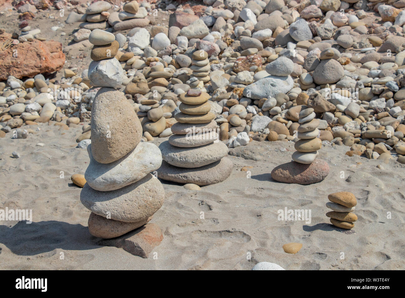 Rock Skulpturen am Strand ganz nah Stockfoto