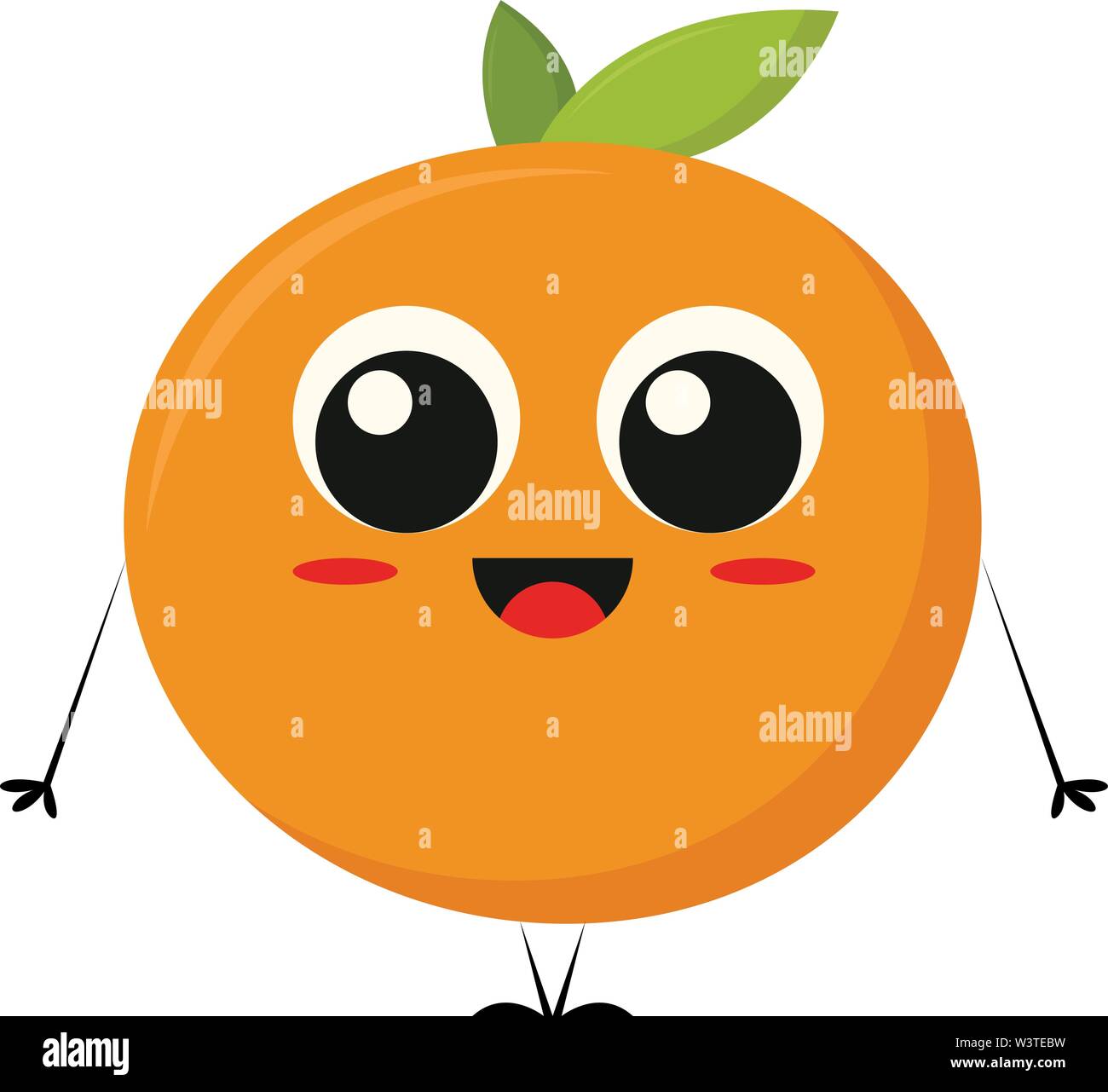 Eine Karikatur eines glücklichen orange mit rosigen Wangen und eine große süße Augen, Vector, Farbe, Zeichnung oder Abbildung. Stock Vektor