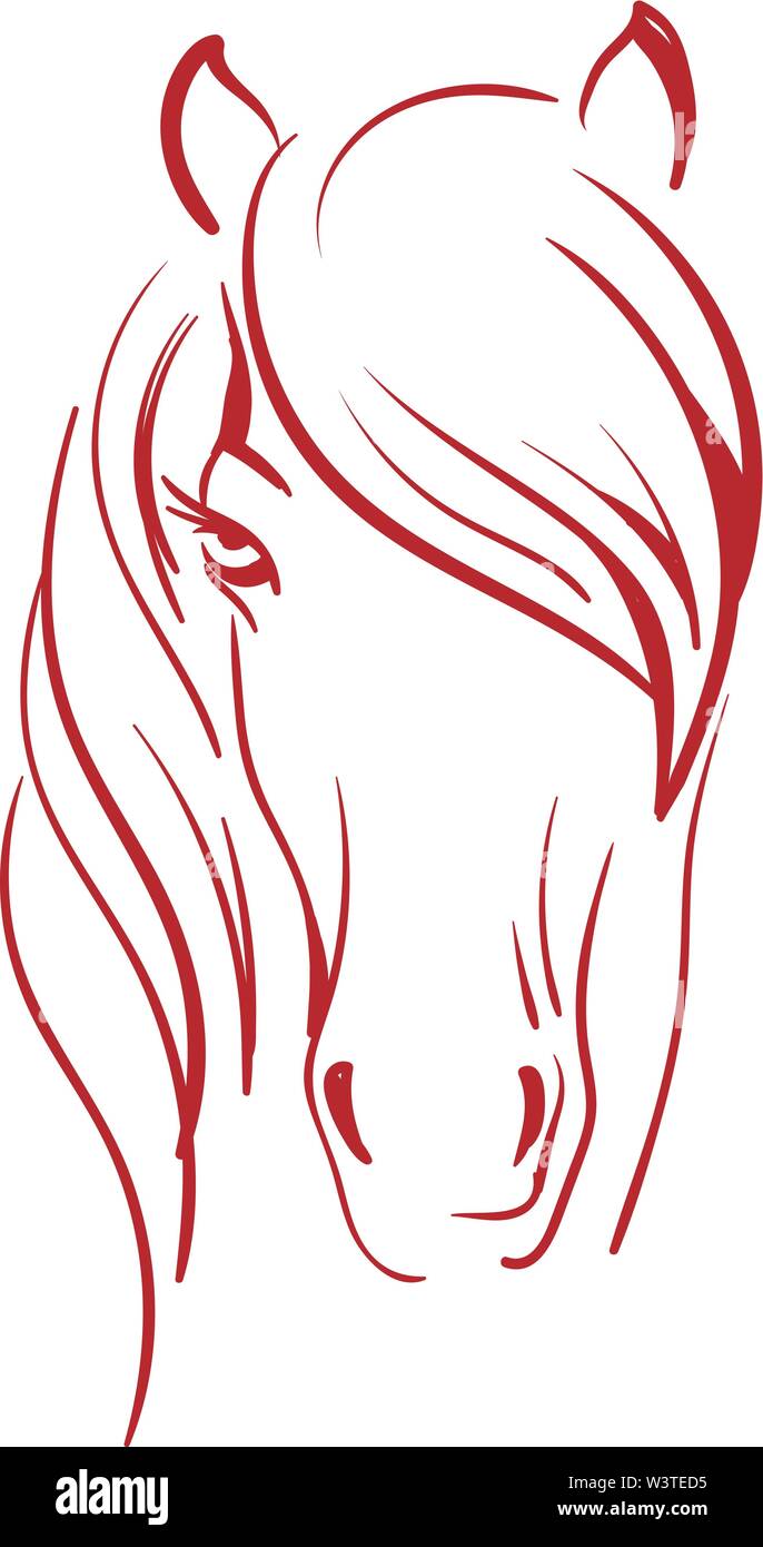Die Silhouette eines roten Pferd, Vector, Farbe, Zeichnung oder Abbildung. Stock Vektor