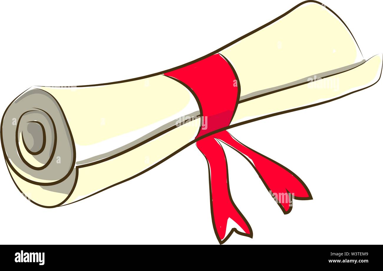 Einen gerollten Brief mit einem Band, Vector, Farbe, Zeichnung oder Abbildung. Stock Vektor