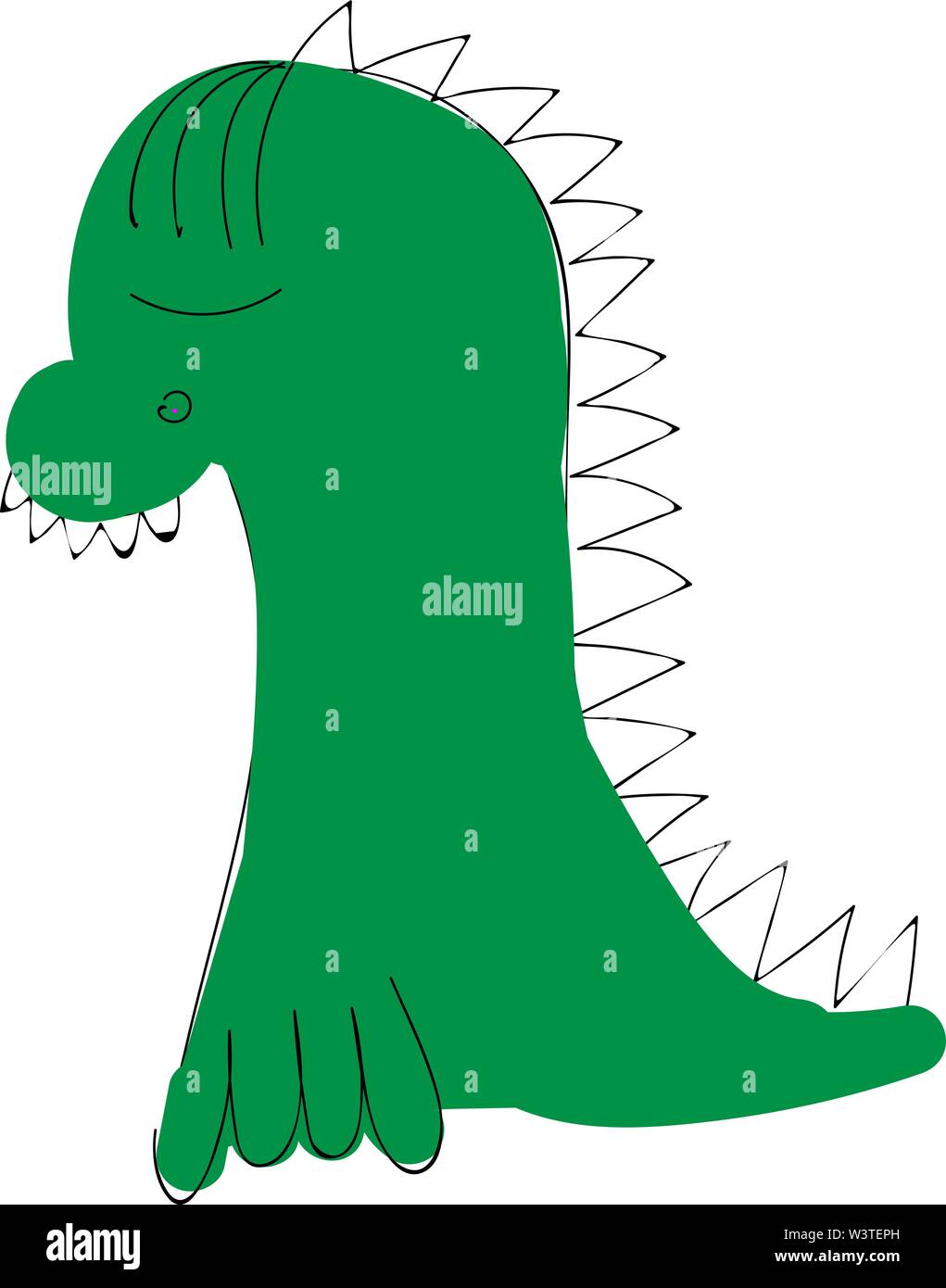 Einen traurigen kleinen grünen Drachen, Vector, Farbe, Zeichnung oder Abbildung. Stock Vektor