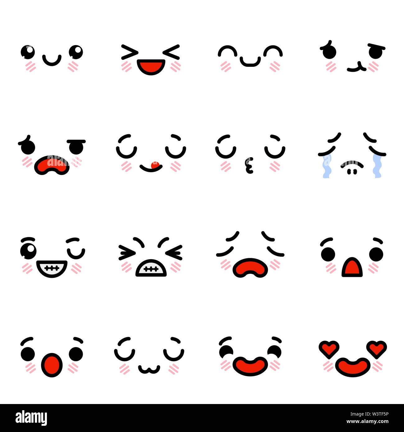 Icon Set von emoji Emoticons mit unterschiedlichen Emotionen. Vector Illustration Stock Vektor